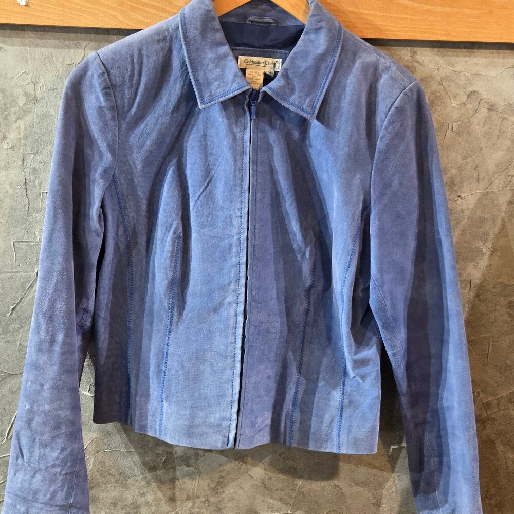 Coldwater Creek Blue Leather Jacket